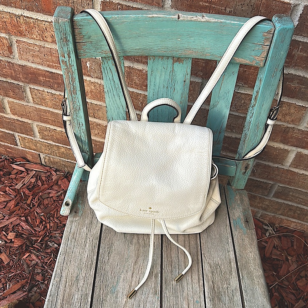 Kate Spade Cream Backpack with Drawstring Closure